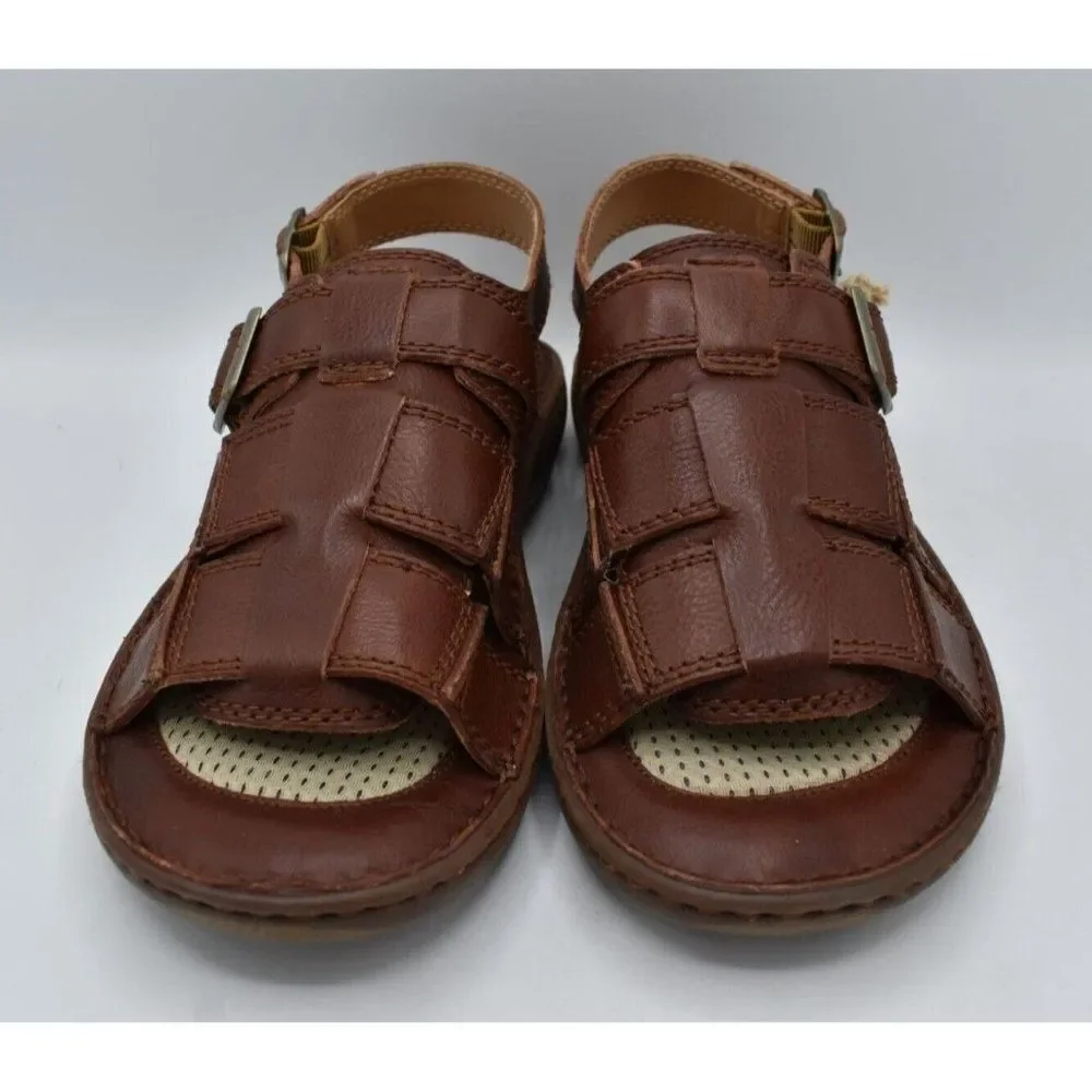 Born‎ Mens Size 12 Miguel Full Grain Leather Dark Tan Bourban Sandals Shoes